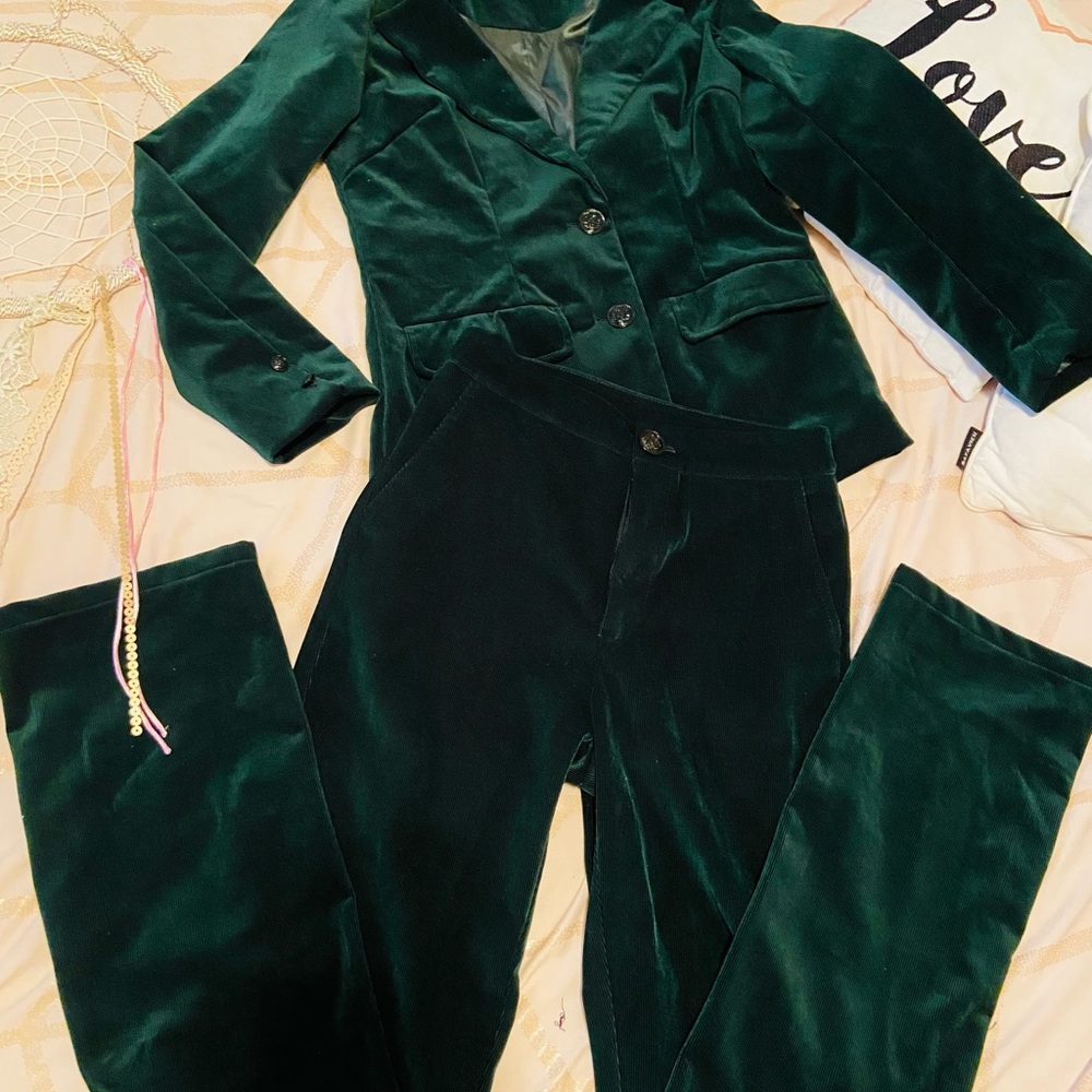 Green corduroy suit